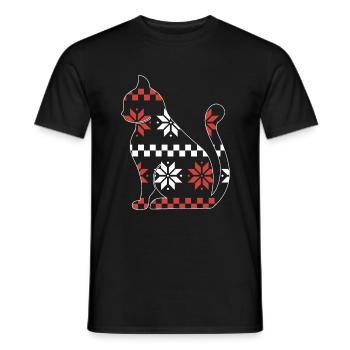 Cat Domestic Cat Shorthair Maine Coon Christmas - Men's T-Shirt - black - Front - AI Model Male 178 light (178cm)