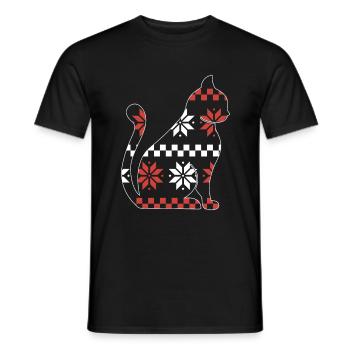 Chat domestique Chat à poil court Maine Coon Noël - T-shirt homme - noir - Devant - AI Model Male 178 light (178cm)