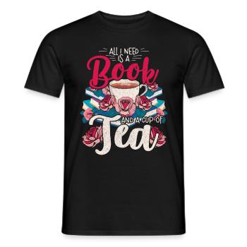 Lesen Bücher Und Tee Buchliebhaber - Männer T-Shirt - Schwarz - Vorne - AI Model Male 178 light (178cm)