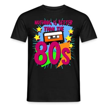 80s Party 1980's Retro - Men's T-Shirt - black - Front - AI Model Male 178 light (178cm)