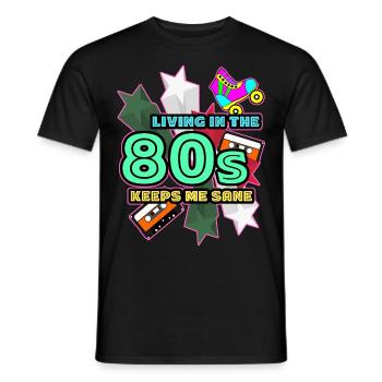 1980's 80s Retro - Men's T-Shirt - black - Front - AI Model Male 178 light (178cm)