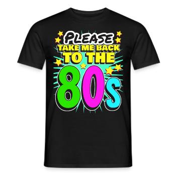 80s 1980's Party Retro - Men's T-Shirt - black - Front - AI Model Male 178 light (178cm)