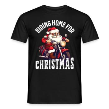 Santa Claus Motorcycle Sunglasses Christmas - Men's T-Shirt - black - Front - AI Model Male 178 light (178cm)