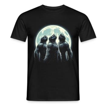 Three Sasquatch Howling Moon - Men's T-Shirt - black - Front - AI Model Male 178 light (178cm)