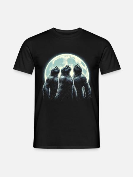 Three Sasquatch Howling Moon - Men's T-Shirt - black