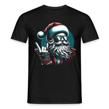 Santa Punk Rock N Roll Heavy Metal - Men's T-Shirt - black - Front - AI Model Male 178 light (178cm)