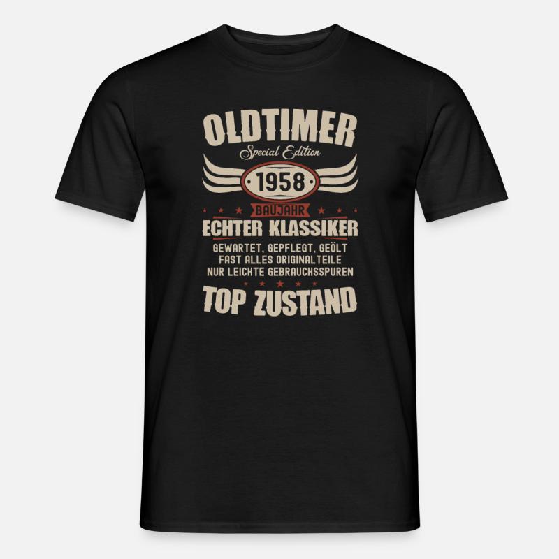 66. Geburtstag 66 Jahre Oldtimer Geschenk 1958 - Männer T-Shirt - Schwarz