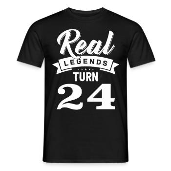 Real legends turn 24, 24 Birthday - Men's T-Shirt - black - Front - AI Model Male 178 light (178cm)