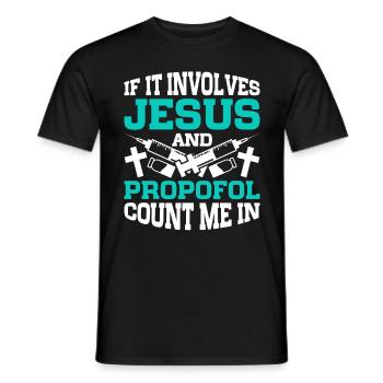 Anesthesiology Jesus And Propofol - Men's T-Shirt - black - Front - AI Model Male 178 light (178cm)