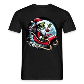 Deep Space Santa Alien - Männer T-Shirt - Schwarz - Vorne - AI Model Male 178 light (178cm)