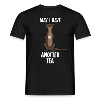 Loutre avec tasse de thé et sachet de thé - T-shirt homme - noir - Devant - AI Model Male 178 light (178cm)