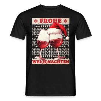 Weihnachten Wein Rotwein Glas Wei(h)nachten Lustig - Männer T-Shirt - Schwarz - Vorne - AI Model Male 178 light (178cm)