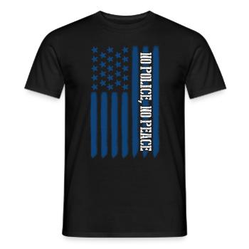 Officier de police USA drapeau patriotisme - T-shirt homme - noir - Devant - AI Model Male 178 light (178cm)