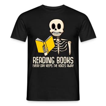 Books Reading Book Skeleton Bookworm - Männer T-Shirt - Schwarz - Vorne - AI Model Male 178 light (178cm)