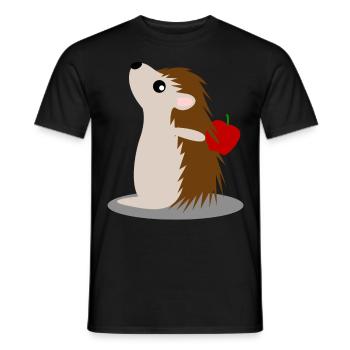 Hedgehog with Apple Hedgehogs - Men's T-Shirt - black - Front - AI Model Male 178 light (178cm)