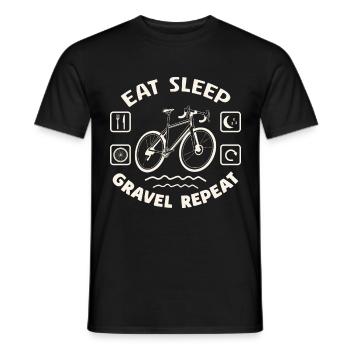 Manger Dormir Gravel Répéter / Gravel Vélo, Aventure - T-shirt homme - noir - Devant - AI Model Male 178 light (178cm)