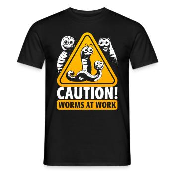 Attention à l’élevage des vers Vers à l’œuvre - T-shirt homme - noir - Devant - AI Model Male 178 light (178cm)