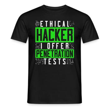 Ethical Hacker I Offer Penetration Tests - Männer T-Shirt - Schwarz - Vorne - AI Model Male 178 light (178cm)