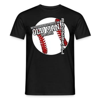 Baseball pour les vieux hommes - T-shirt homme - noir - Devant - AI Model Male 178 light (178cm)