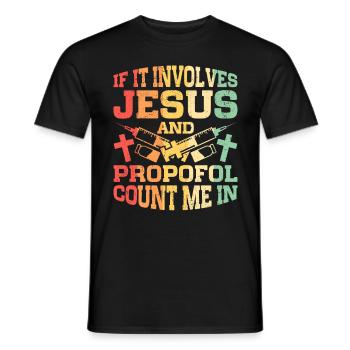 Anesthesiology Jesus And Propofol - Men's T-Shirt - black - Front - AI Model Male 178 light (178cm)