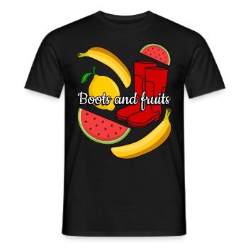 Red Rain Boots and Fruits - Men's T-Shirt - black - Front - AI Model Male 178 light (178cm)