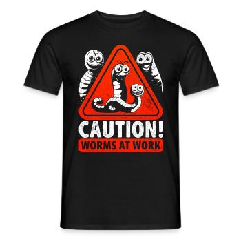 Attention à l’élevage des vers Vers à l’œuvre - T-shirt homme - noir - Devant - AI Model Male 178 light (178cm)