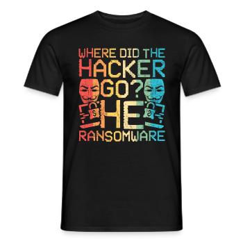 Where Did The Hacker Go? He Ransomware - Men's T-Shirt - black - Front - AI Model Male 178 light (178cm)