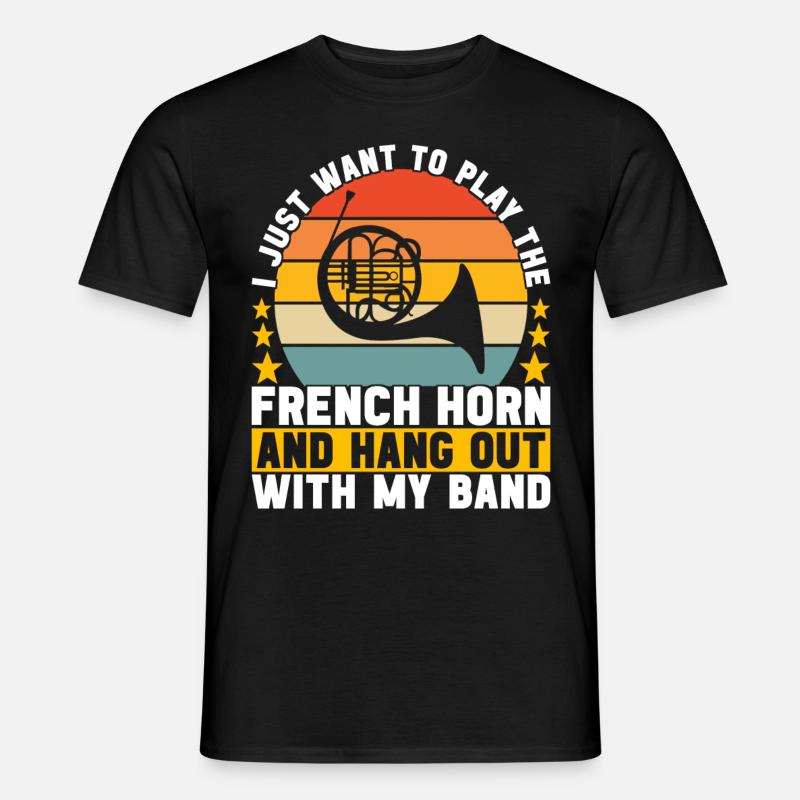 Horn Blechblasinstrument - Männer T-Shirt - Schwarz