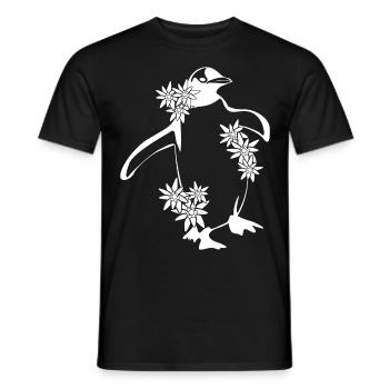 Penguin with Flowers Penguins - Men's T-Shirt - black - Front - AI Model Male 178 light (178cm)