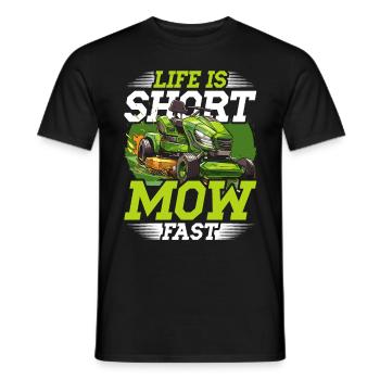 La vie est courte tondeuse à gazon rapide - T-shirt homme - noir - Devant - AI Model Male 178 light (178cm)