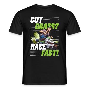 La course de tondeuse à gazon a une course d’herbe rapide - T-shirt homme - noir - Devant - AI Model Male 178 light (178cm)