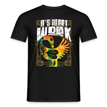 Sankofa Adinkra Ghana It's Heart Work - Men's T-Shirt - black - Front - AI Model Male 178 light (178cm)