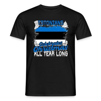 Estonien Estonie - T-shirt homme - noir - Devant - AI Model Male 178 light (178cm)