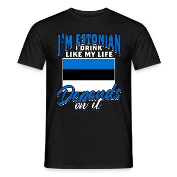 Estonien Estonie - T-shirt homme - noir - Devant - AI Model Male 178 light (178cm)