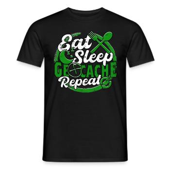 Manger dormir Geocache Répéter - T-shirt homme - noir - Devant - AI Model Male 178 light (178cm)