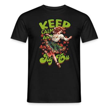 Irish Dance Keep Calm And Jig On - Men's T-Shirt - black - Front - AI Model Male 178 light (178cm)