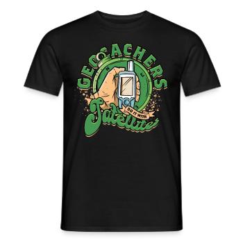 Les géocacheurs le font avec des satellites - T-shirt homme - noir - Devant - AI Model Male 178 light (178cm)