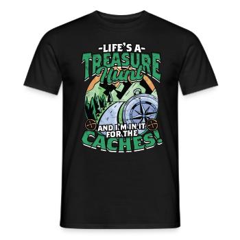 La vie de géocache est une chasse au trésor - T-shirt homme - noir - Devant - AI Model Male 178 light (178cm)