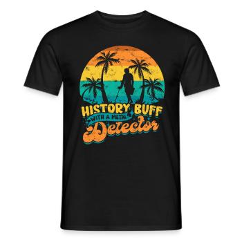 Détecteur de pêche à la terre Chasseur de trésors - T-shirt homme - noir - Devant - AI Model Male 178 light (178cm)