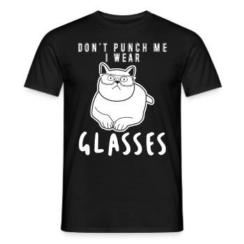 Cat Glasses Spectacles Opticals - Men's T-Shirt - black - Front - AI Model Male 178 light (178cm)