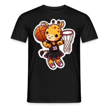 Baby giraffe throwing basket - Men's T-Shirt - black - Front - AI Model Male 178 light (178cm)