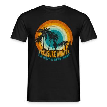 Détecteur de pêche à la terre Chasseur de trésors - T-shirt homme - noir - Devant - AI Model Male 178 light (178cm)