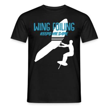 Wing Foiling Wing Surfing Winging - Men's T-Shirt - black - Front - AI Model Male 178 light (178cm)