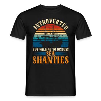 Shanty Choir Introverted Discuss Sea Shanties - Men's T-Shirt - black - Front - AI Model Male 178 light (178cm)