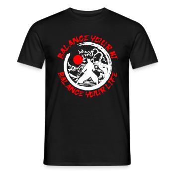 Aikido Aikidoka Balance Your Ki Balance Your Life - Men's T-Shirt - black - Front - AI Model Male 178 light (178cm)