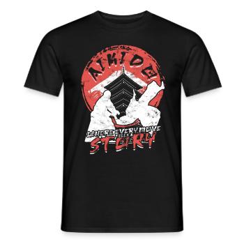 Aikido Where Every Move Tells A Story - Männer T-Shirt - Schwarz - Vorne - AI Model Male 178 light (178cm)