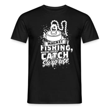 Magnetfischen Metallfischen Magnetangeln - Männer T-Shirt - Schwarz - Vorne - AI Model Male 178 light (178cm)