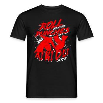 Aikidoka Roll With The Punches Aikido Style - Men's T-Shirt - black - Front - AI Model Male 178 light (178cm)