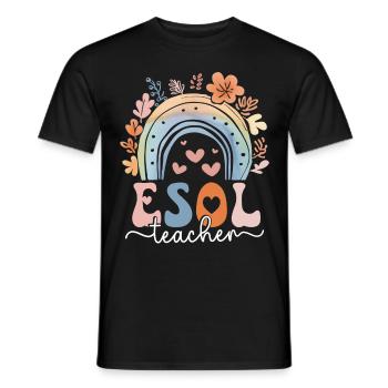 English Teacher English Teacher ESOL Teacher - Men's T-Shirt - black - Front - AI Model Male 178 light (178cm)