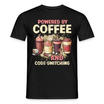 English Teacher, English Teacher, Coffee - Men's T-Shirt - black - Front - AI Model Male 178 light (178cm)